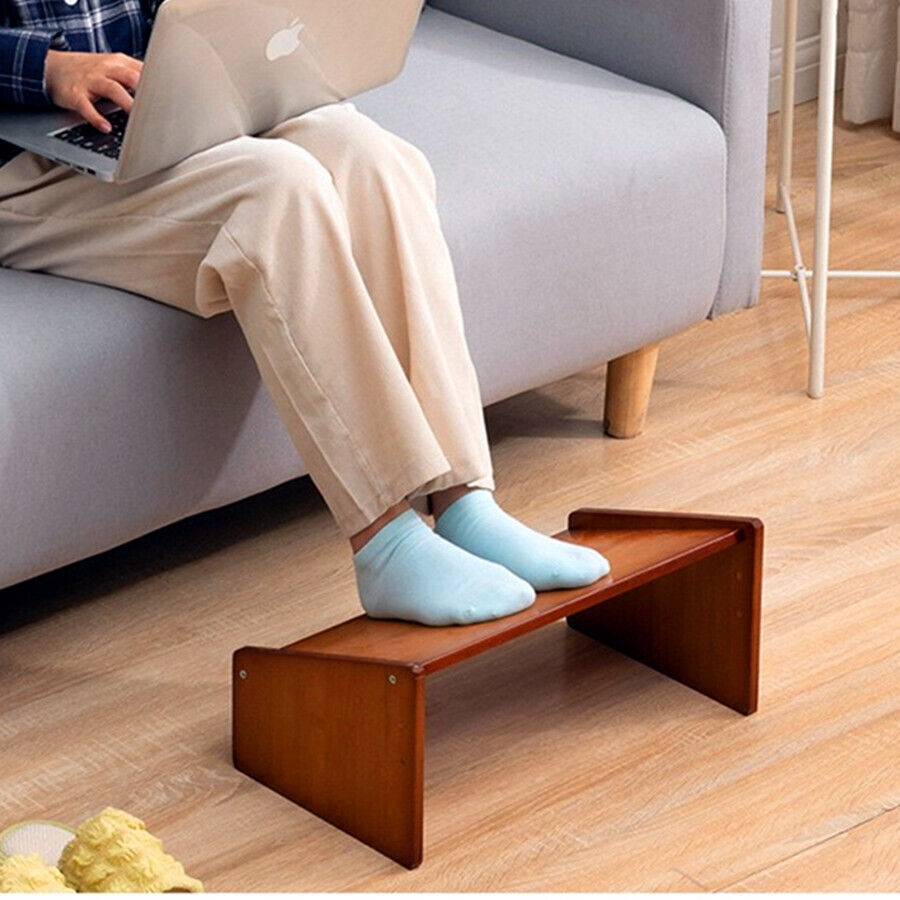 Home Office Bamboo Under Desk Footrest Adjustable Height Wooden Foot Rest Stool - Picture 62 of 84