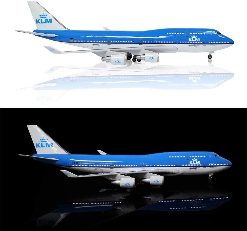 1:150 KLM Royal Dutch Airline B747 Plane Model / LED Light Wheel Aircraft Model - Picture 57 of 66