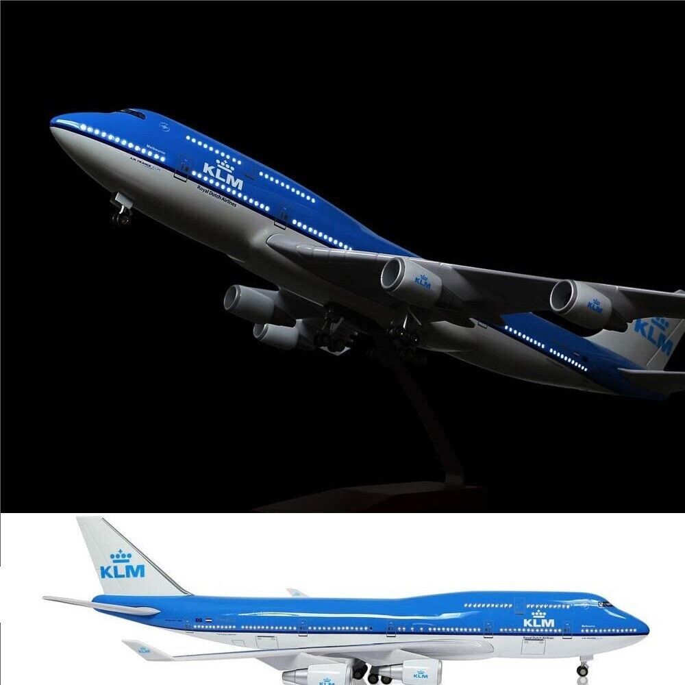 1:150 KLM Royal Dutch Airline B747 Plane Model / LED Light Wheel Aircraft Model - Picture 58 of 66