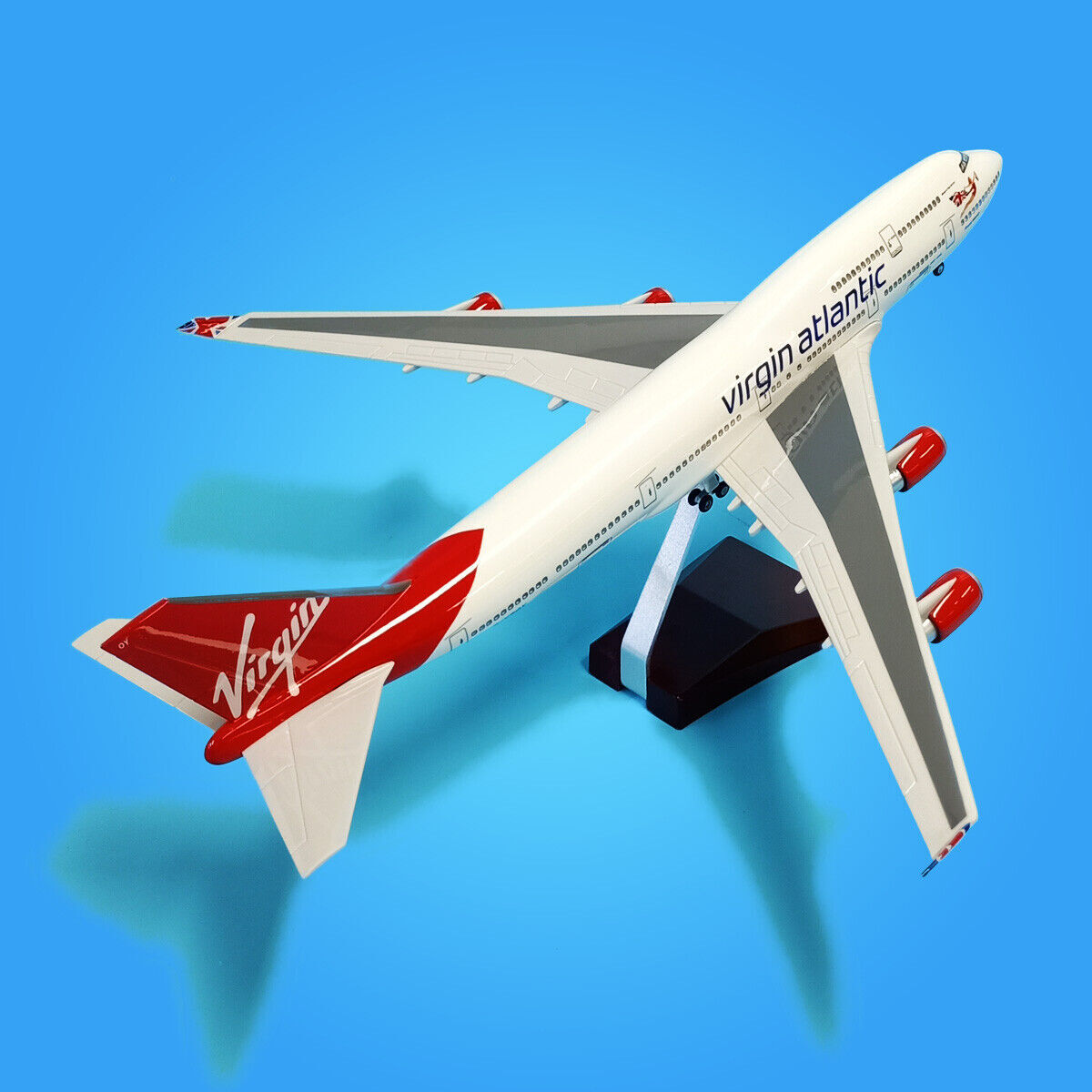 1:160 Virgin Atlantic B747 Plane Model / LED Light & Wheel Boeing Aircraft Model - Picture 28 of 32