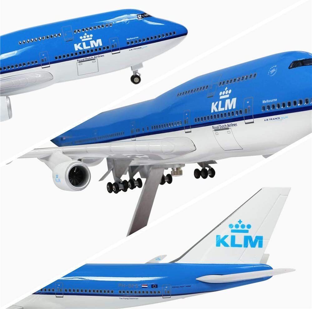1:150 KLM Royal Dutch Airline B747 Plane Model / LED Light Wheel Aircraft Model - Picture 59 of 66