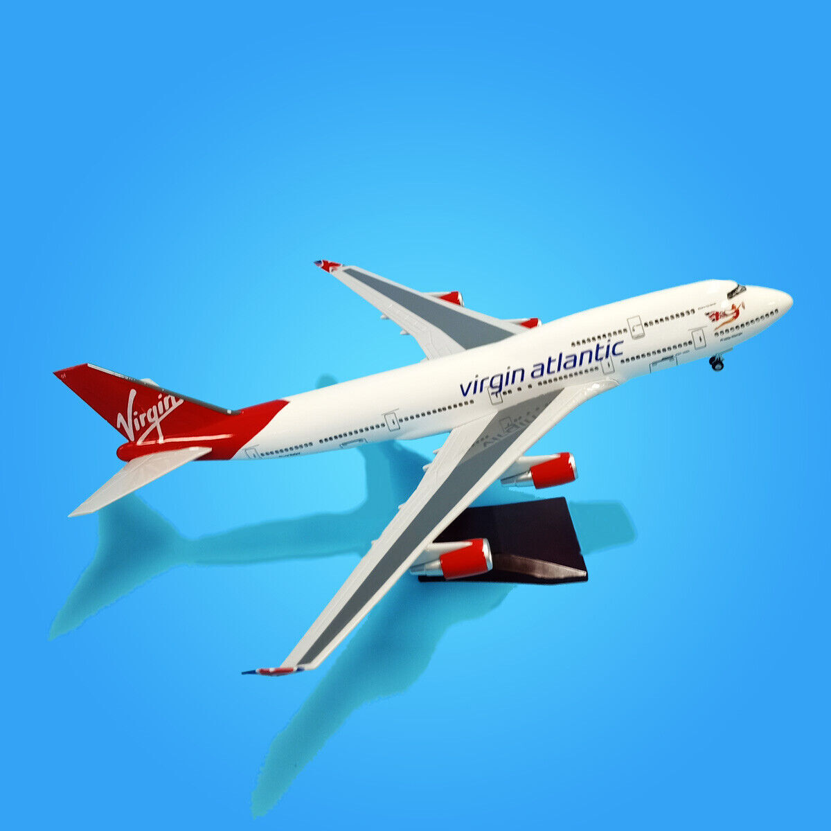 1:160 Virgin Atlantic B747 Plane Model / LED Light & Wheel Boeing Aircraft Model - Picture 29 of 32