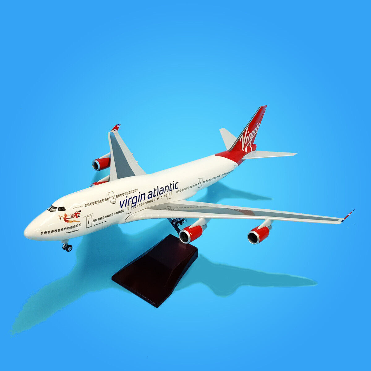 1:160 Virgin Atlantic B747 Plane Model / LED Light & Wheel Boeing Aircraft Model - Picture 23 of 32
