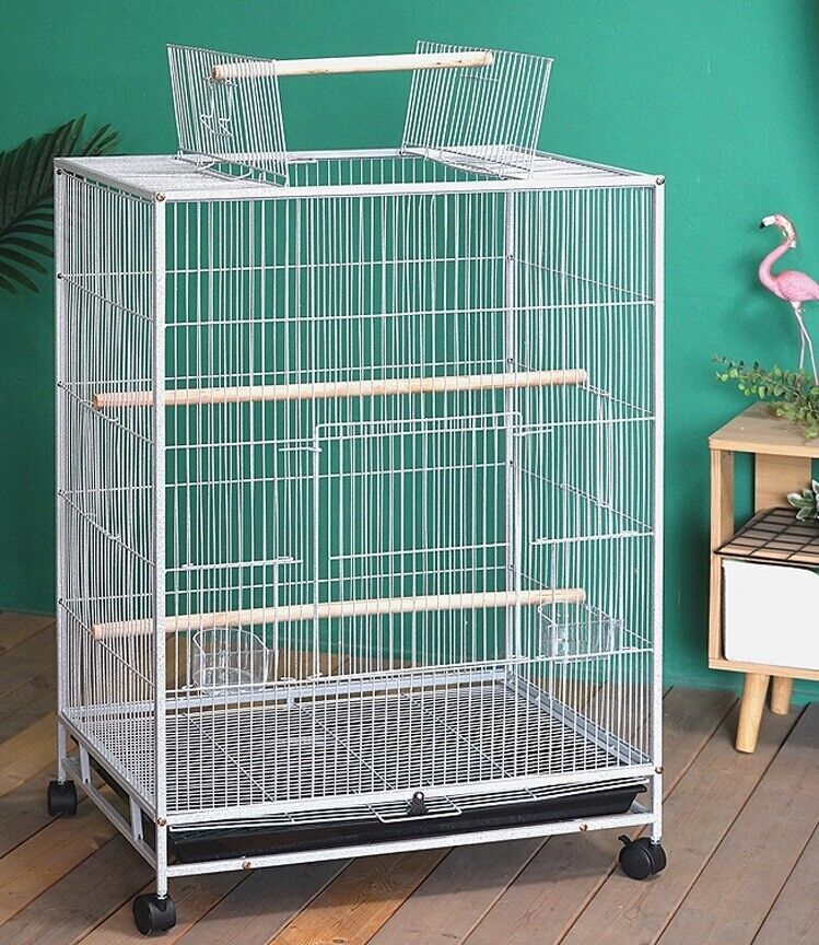 Portable Bird Parrot Pet Cage Aviary Open Top Perch Stand Castor Wheel Cage - Picture 11 of 15