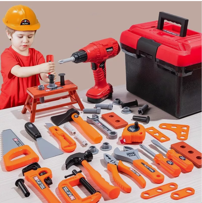 Kid Pretend Toy Power Hand Tool Set Electric Drill DIY Tool Kit Toolbox 55-68pc - Picture 34 of 55
