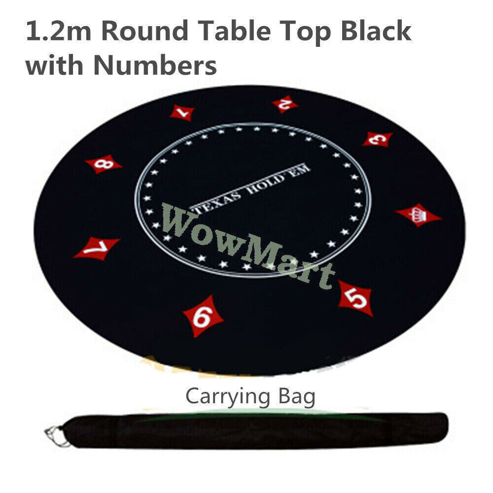 Deluxe 6-8 Player Layout Texas Hold'em Rubber Poker Table Cloth Gaming Mat Round - Picture 10 of 54