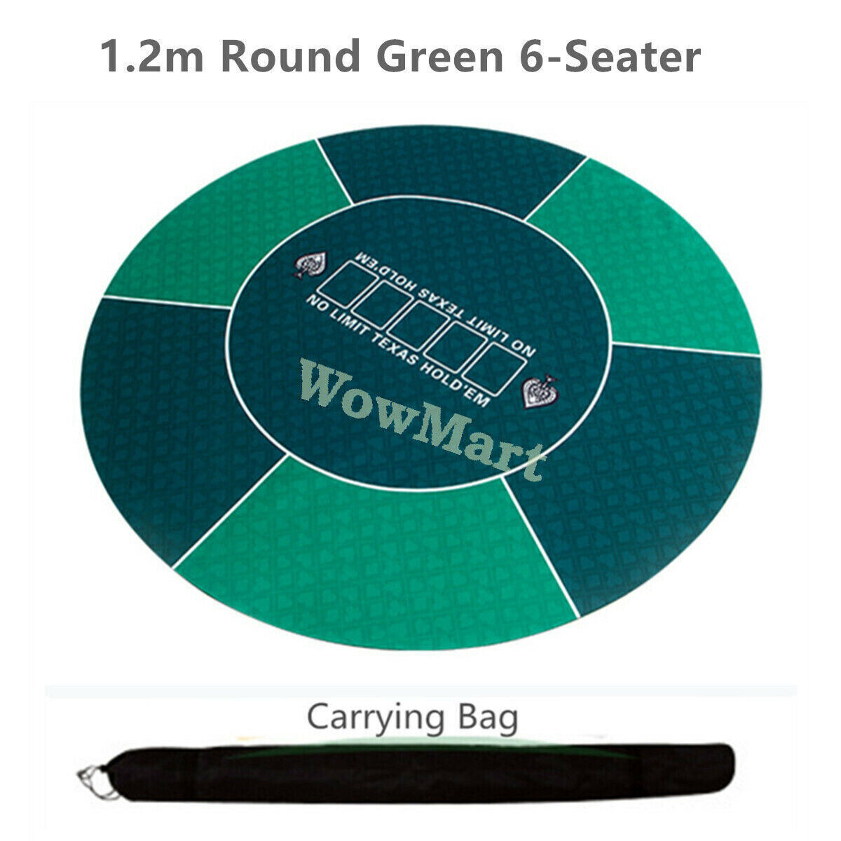 Deluxe 6-8 Player Layout Texas Hold'em Rubber Poker Table Cloth Gaming Mat Round - Picture 28 of 54