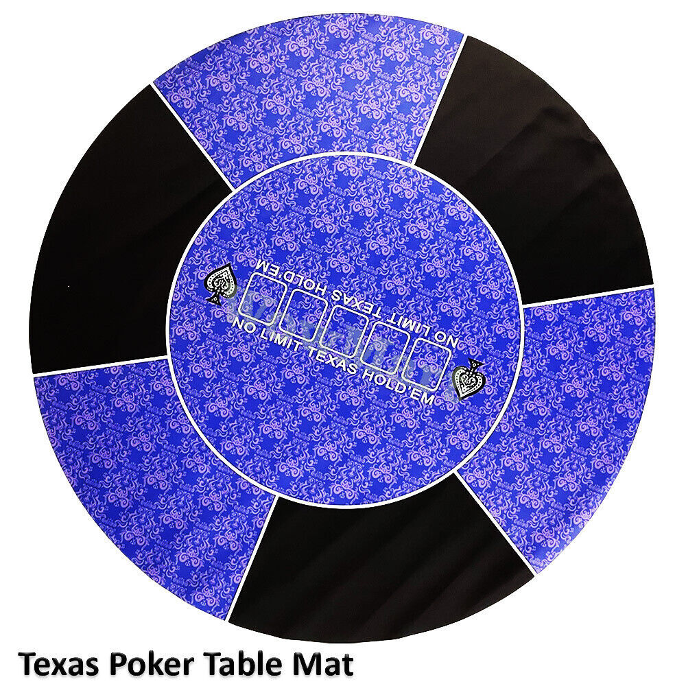 Deluxe 6-8 Player Layout Texas Hold'em Rubber Poker Table Cloth Gaming Mat Round - Picture 37 of 54