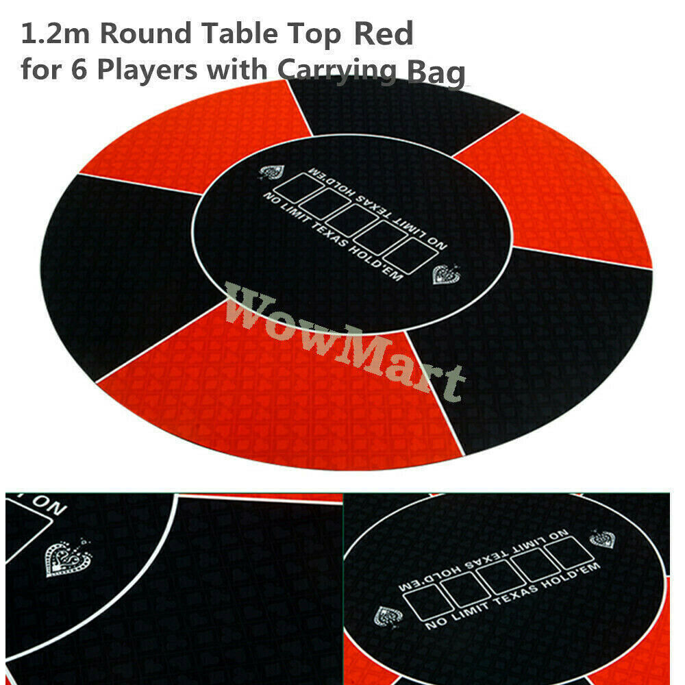 Deluxe 6-8 Player Layout Texas Hold'em Rubber Poker Table Cloth Gaming Mat Round - Picture 46 of 54