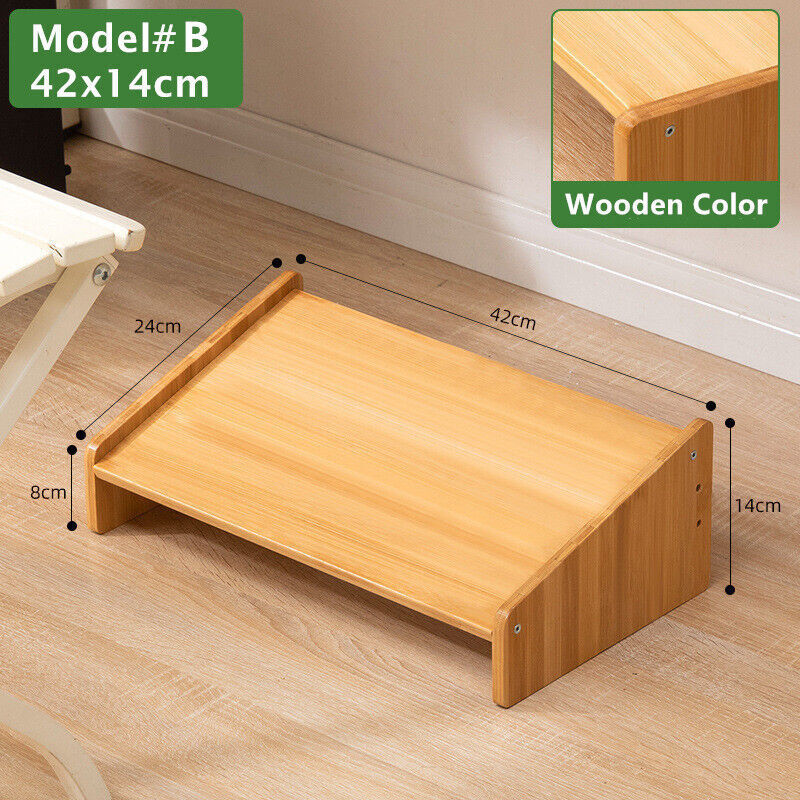 Home Office Bamboo Under Desk Footrest Adjustable Height Wooden Foot Rest Stool - Picture 37 of 84