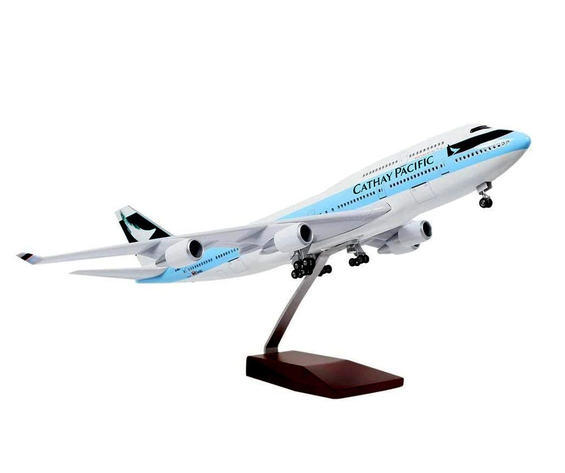 1:160 Cathay Pacific B747 Plane Model / LED Light & Wheel Boeing Aircraft Model - Picture 25 of 32