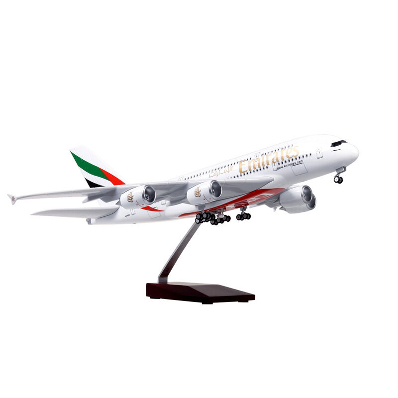 1:160 Fly Emirates A380 Plane Model / LED Light & Wheel Aircraft Model 45cm - Picture 11 of 30