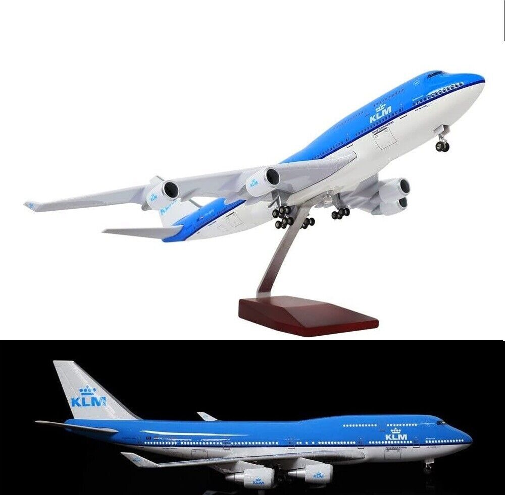 1:150 KLM Royal Dutch Airline B747 Plane Model / LED Light Wheel Aircraft Model - Picture 56 of 66