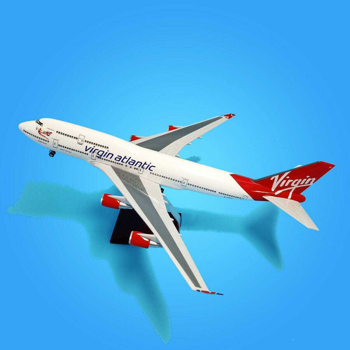 1:160 Virgin Atlantic B747 Plane Model / LED Light & Wheel Boeing Aircraft Model - Picture 19 of 32