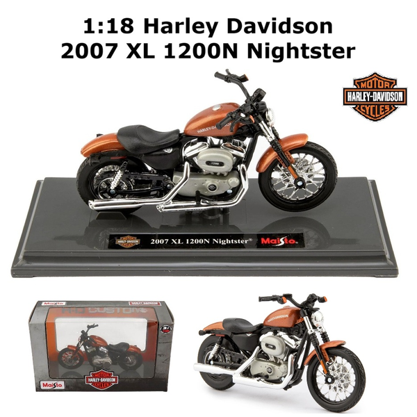 Maisto 1:18 Harley Davidson 2007 XL1200N Nightster Motorcycle Motorbike Model