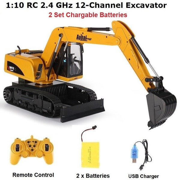 1:10 2-In-1 Remote Control Excavator Dozer RC Toy Sound Light 12-Channel X-Large -