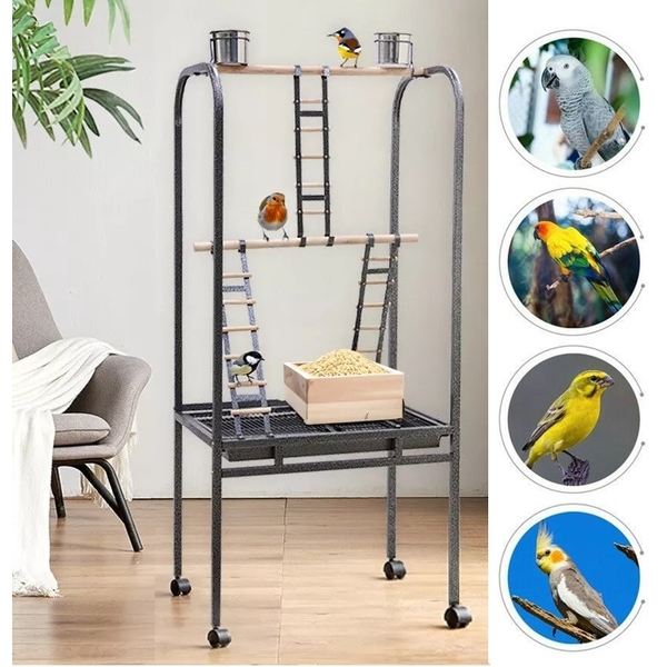 Portable Bird Play Stand Feeder Parrot Playpen Play Gym Toy Perch Ladder 140cm