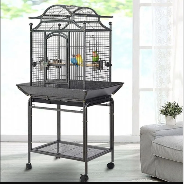 2-In-1 Parrot Cage Bird Cage &amp; Stand Open Roof Aviary Flight Cage 153cm
