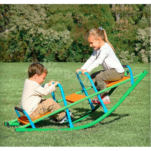 Kid Playground Toy 2-Seater Rocking Seesaw Handlebar See Saw Indoor Outdoor