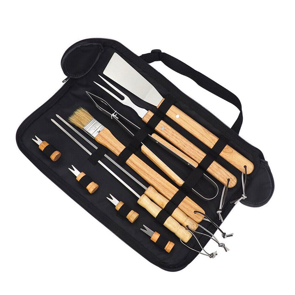 10Pcs BBQ Tool Set Stainless Steel Grill Utensils Kit Barbecue Cook Accessories