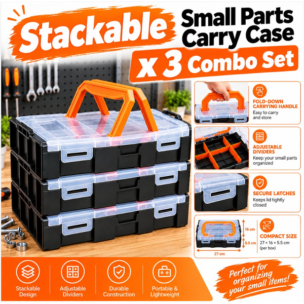 3 Pcs Set Stackable Small Parts Tool Carry Case Interlock Screw Tool Box Case 