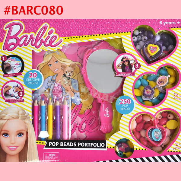 Kid Barbie Girl Pretend Toy "My Fashion" Pop Beads Portfolio?ÿKit Set #BARC080 -
