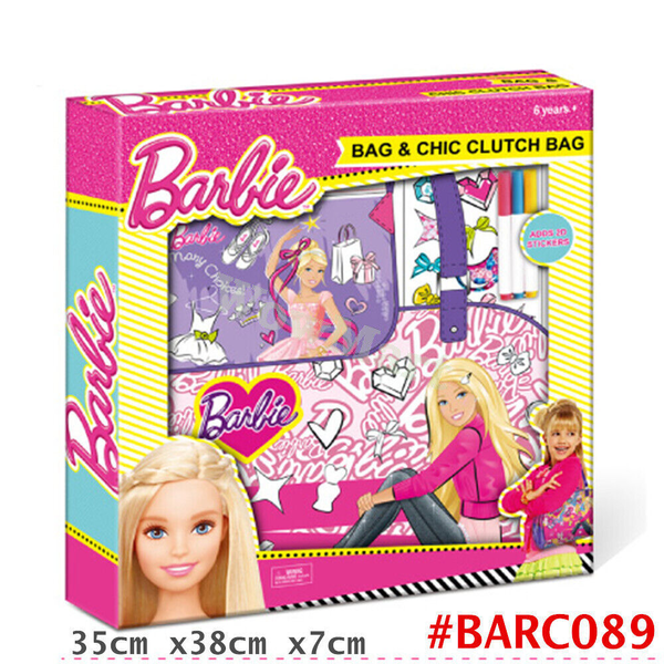 Kid Barbie Girl Pretend Toy "My Fashion" Chic Clutch Beads Bag Kit Set #BARC089 -