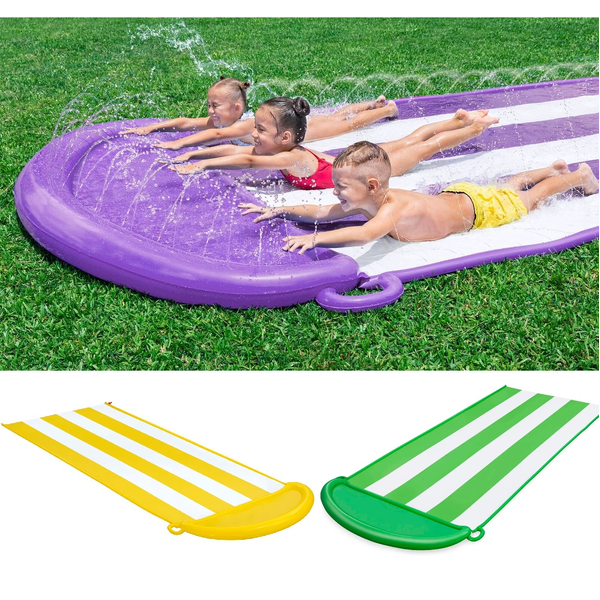 Bestway H2OGO Inflatable 3 Kid Racing Water Slide Water Splash Slip Slide 4.9m