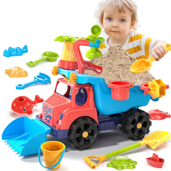 Kid Beach Sand Water Play Toy Set Truck Bucket Shovel 19Pc Outdoor Sand Play Set