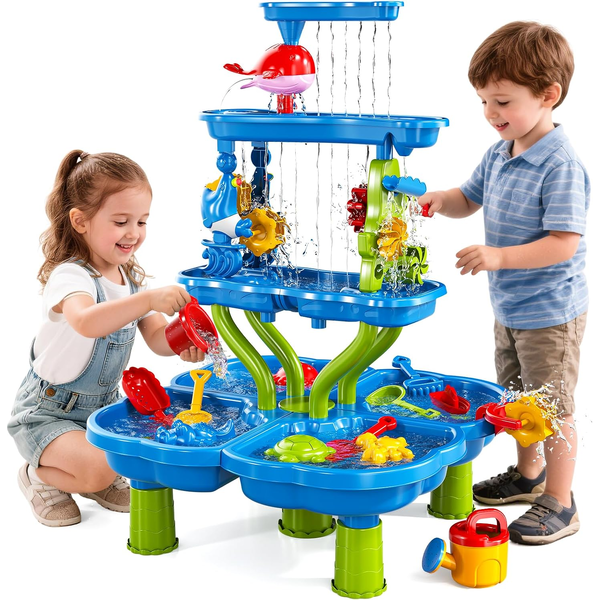 Kid 4 -Tier Water Sand Play Table Outdoor Beach Backyard Water Fun Play Center