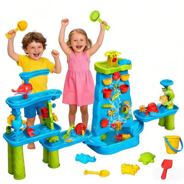 Kid Water Sand Play Table Waterfall Outdoor Beach Backyard Water Fun Play Center