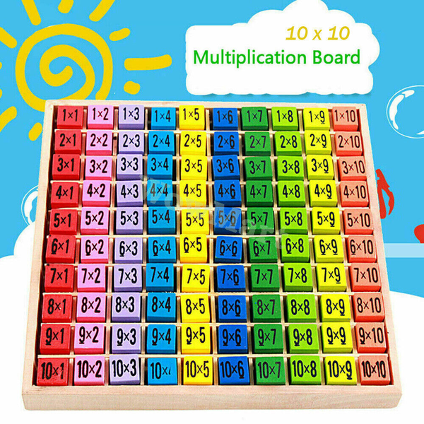 Montessori Education Toy Wooden 10x10 Multiplication Time Table Math Puzzle Tray -