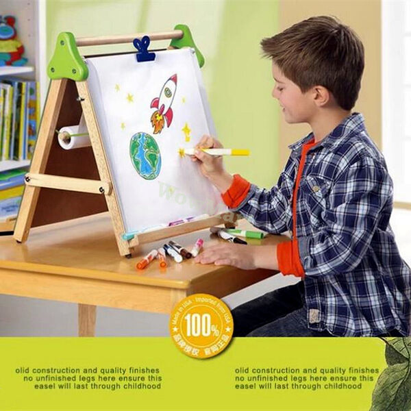 Kid Discovery 3-in-1 Wooden Tabletop Easel Black / White Board / Paper Roll -