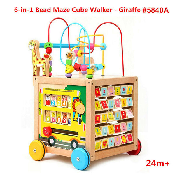 Educational Toy 6-in-1 Bead Maze Activity Cube Baby Toddler Walker Giraffe Toy -