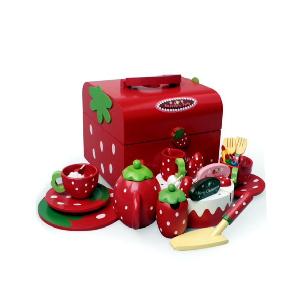 Kid Classic Food Cut Pretend Toy Wooden Birthday Cake Tea Pot Cup Dessert Set -