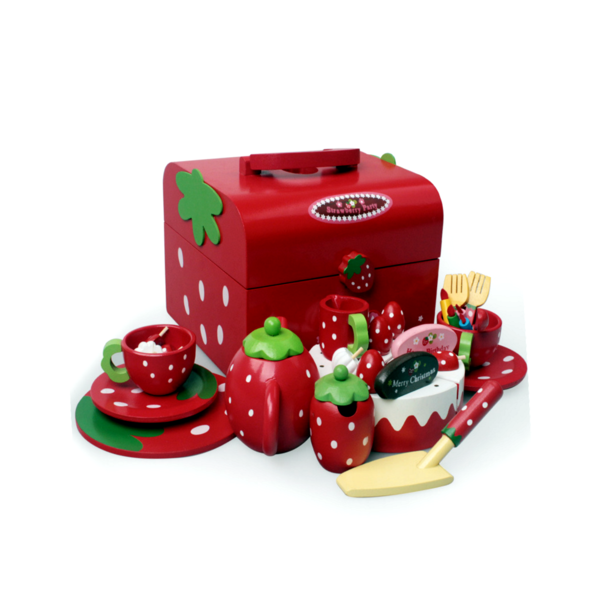Kid Classic Food Cut Pretend Toy Wooden Birthday Cake Tea Pot Cup Dessert Set -