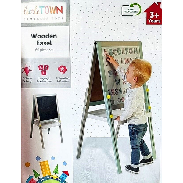 3-In-1 Double Side Art Easel Blackboard Magnetic Whiteboard Drawing Learning Toy -