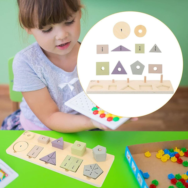 Wooden Montessori Math Percentage Block Sorting Puzzle Educational Learning Toy -