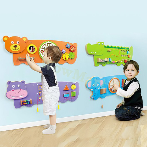 Kid Wooden Wall Mounted Educational Activity Sensory Busy Board Panel 91x32cm -