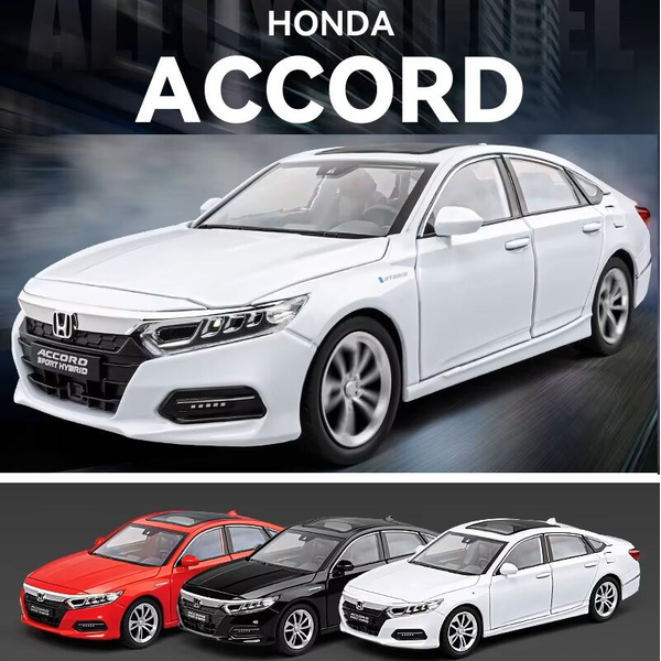 1:24 Alloy 2018 Honda Accord 10th Car Model Sound Light Collection Car Model Toy