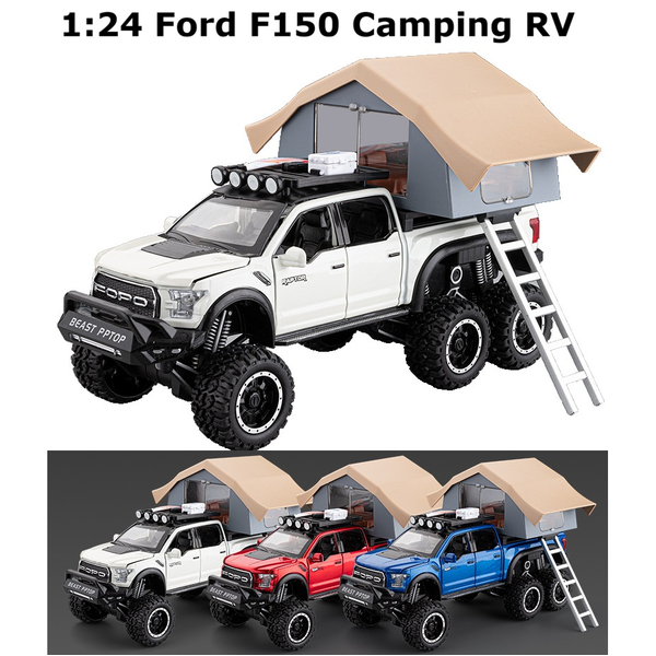 1:24 Ford F150 Raptor Camping RV Car Toy Model Diecast Vehicle Sound Light