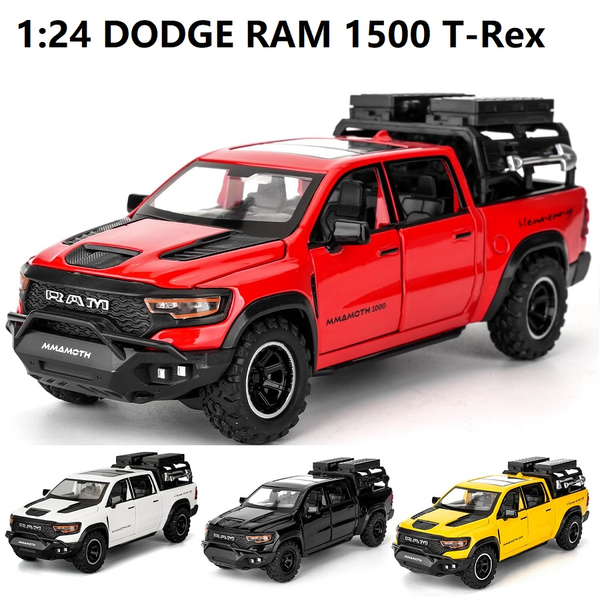 1:24 DODGE RAM 1500 T-Rex Car Model Sound Light Diecast Pickup Truck Model Toy