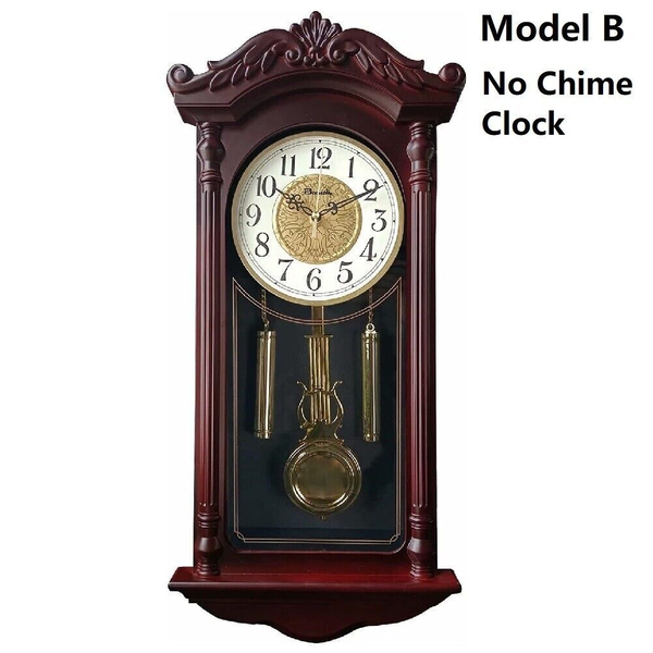 Home Decor Classic Style Wall Mounted Clock Retro Pendulum Quartz Clock -2nd hand