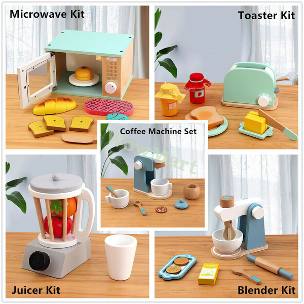 Wooden Pretend Kitchen Toy Microwave / Coffee Maker / Juicer / Blender / Toaster -