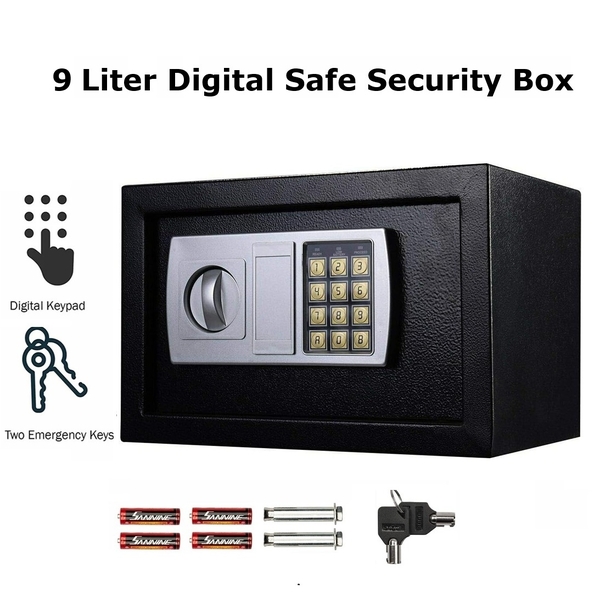 Home Office Steel Electronic Digital Safe Security Cash Lock Box Password &amp; Keys
