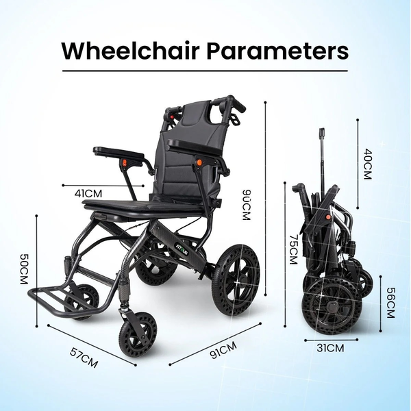 Foldable Lightweight Wheelchair Travel Mobility Pushchair
