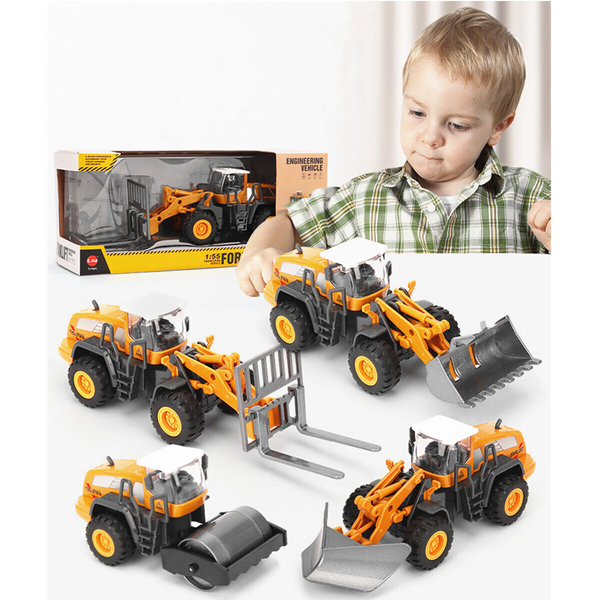 1:55 Kid Construction Vehicle Truck Toy Bulldozer Forklift Snowplow Road Roller -