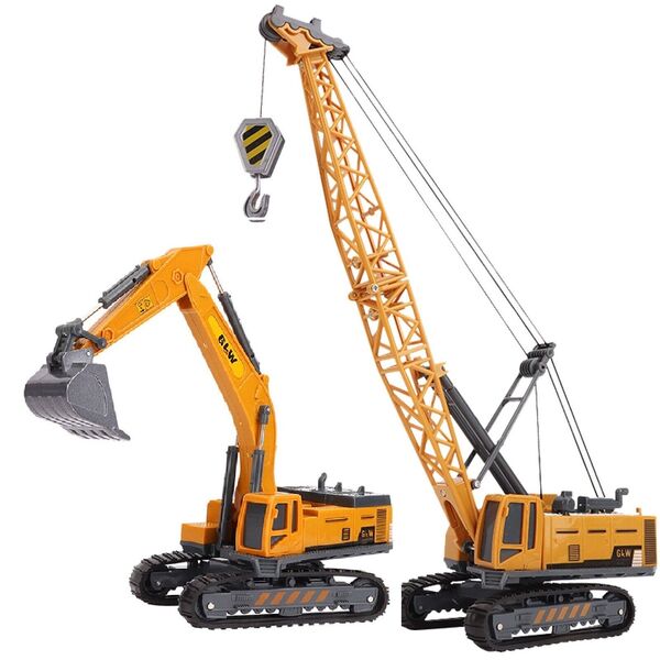 1:55 Kid Excavator Crane Heavy Vehicle Toy Alloy Engineering Construction Model -