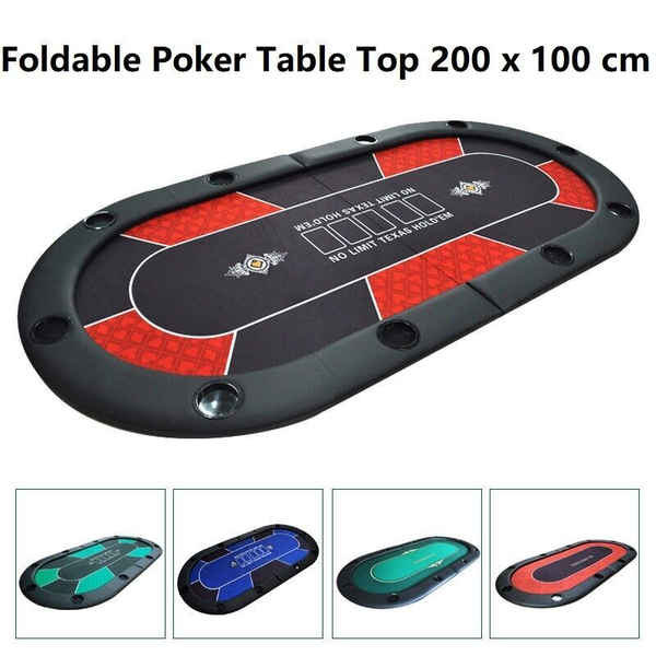 Portable Foldable Oval Poker Table Top Texas Hold'em Poker Table Mat &amp; Bag