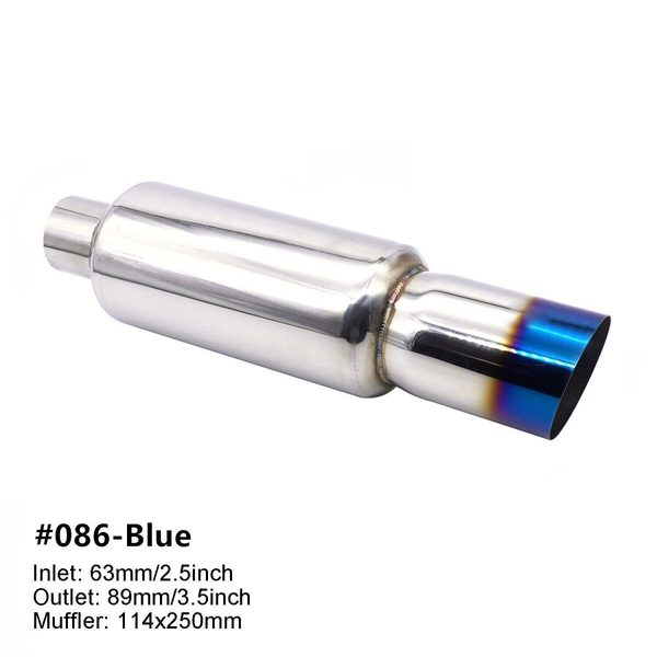 2.5" Inlet 3.5" Outlet Stainless Steel Exhaust Cannon Muffler Straight Through #086